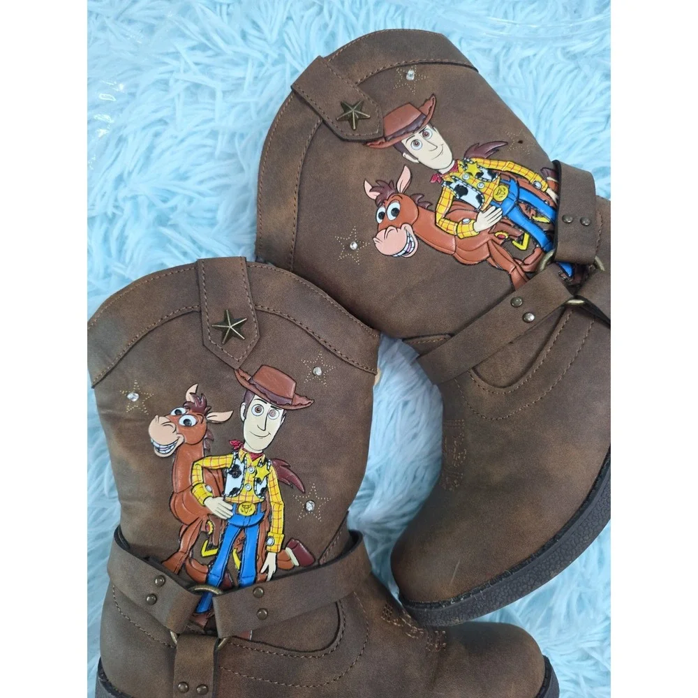 Disney Pixar Toy Story Woody Bullseye Kids Cowboy Boots Size 11 Brown Western